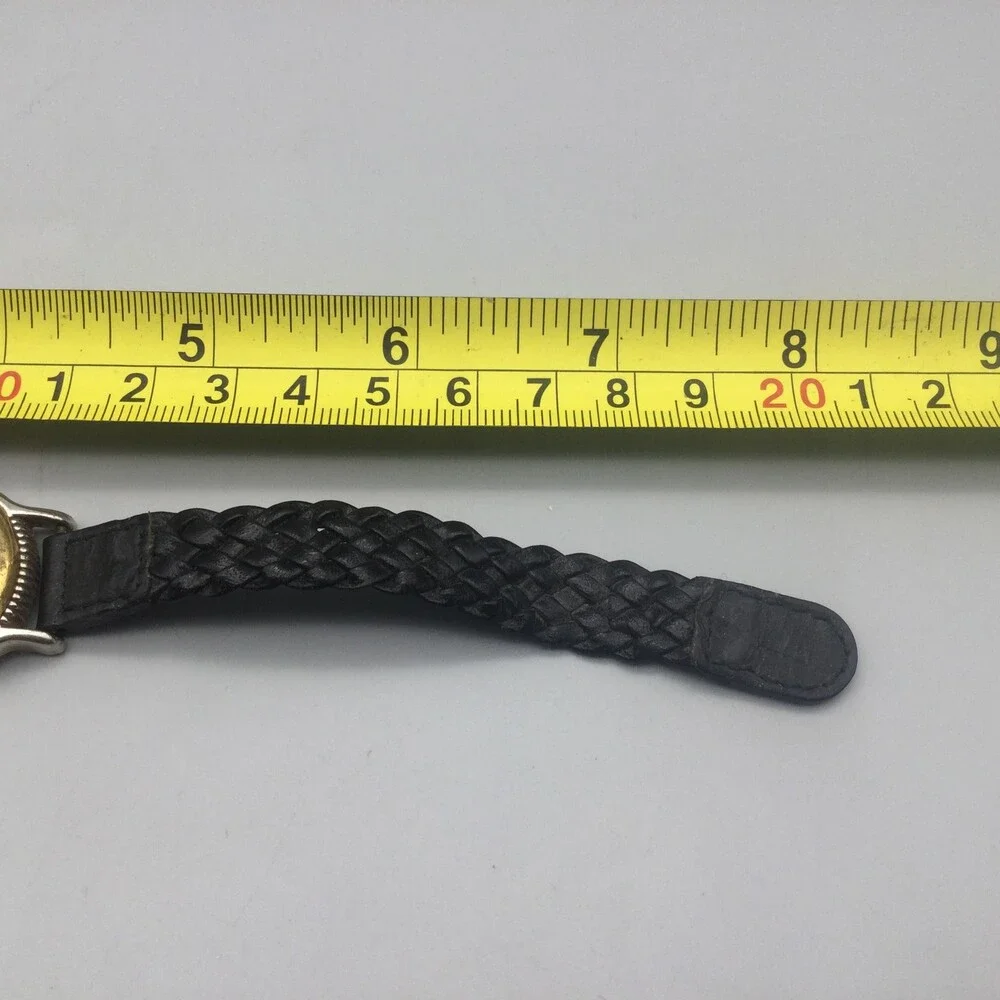 Vtg Fossil Women Watch 27mm Two Tone Braided Black Leather Date New Battery